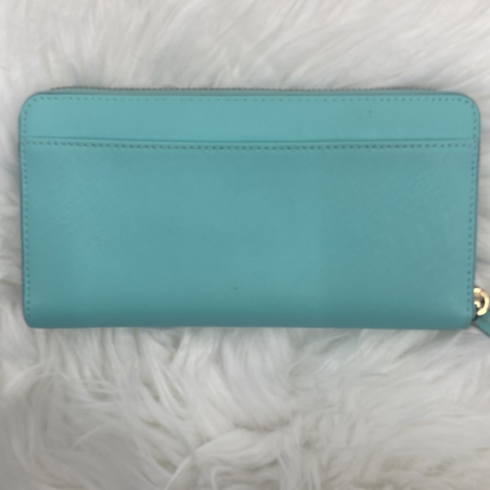 kate spade turquoise leather zip wallet with red and pink ice cream applique - Picture 6 of 6
